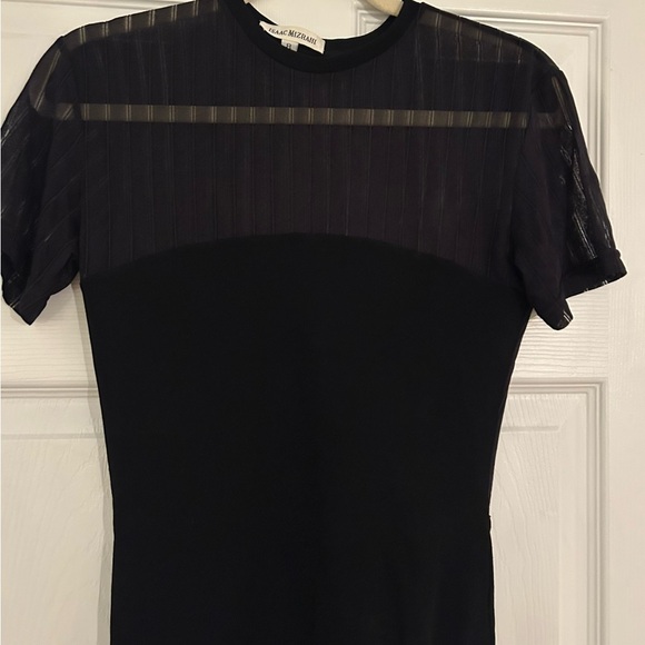 Isaac Misrahi Black Sheer Top Short Sleeve Bodysuit Size 8 - Picture 3 of 9